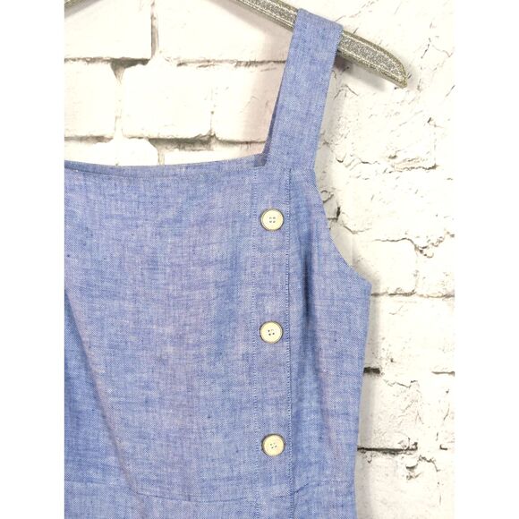 J. McLAUGHLIN "Leah Dress" Linen-Blend Chambray Midi Dress Classic Size 12 NWT - Picture 4 of 9